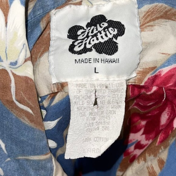 Hilo Hattie Aloha Vintage Blue Floral Hawaiian Beach Vacation Shirt Large - Picture 9 of 10